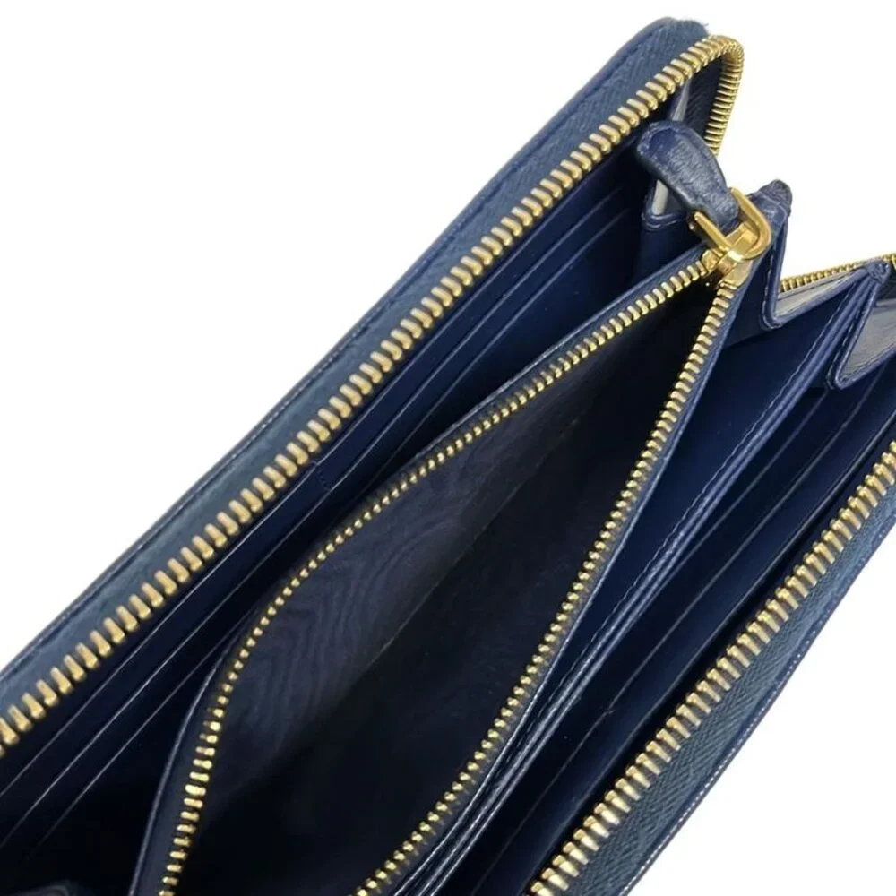 Prada Wallet Blue Zip Around Leather - Picture 4 of 6